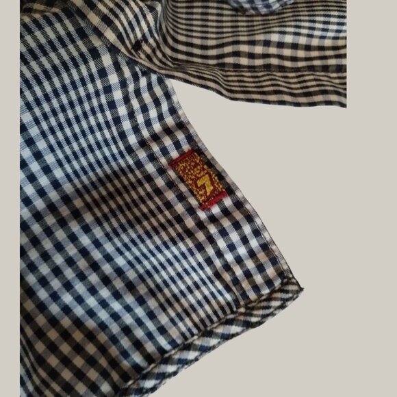 Seven For All Mankind Mens Gingham Button-Up Shirt Blk/Wht Large - Picture 4 of 14